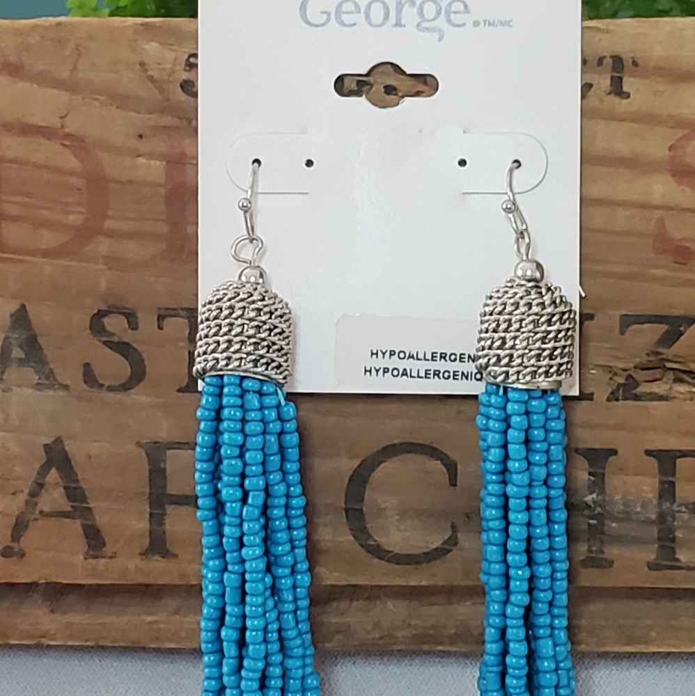 New Blue Bead Dangle Earrings